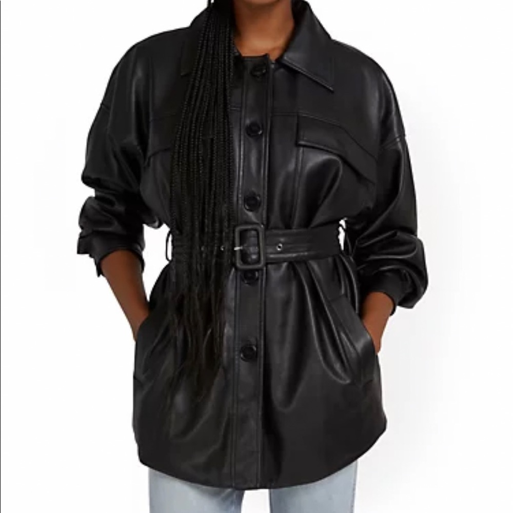 Faux Leather Shacket (shirt jacket)